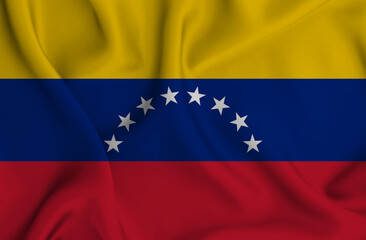 3D illustration of the flag of Venezuelae waving in the wind.