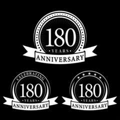180 years anniversary logo collections. Set of 180th Anniversary logotype template. Vector and illustration.