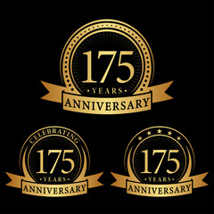 175 years anniversary logo collections. Set of 175th Anniversary logotype template. Vector and illustration.