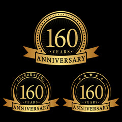 160 years anniversary logo collections. Set of 160th Anniversary logotype template. Vector and illustration.