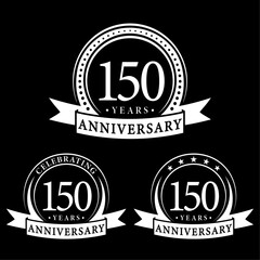 150 years anniversary logo collections. Set of 150th Anniversary logotype template. Vector and illustration.