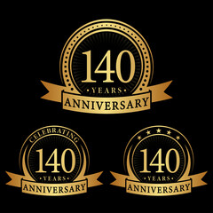 140 years anniversary logo collections. Set of 140th Anniversary logotype template. Vector and illustration.