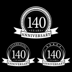 140 years anniversary logo collections. Set of 140th Anniversary logotype template. Vector and illustration.
