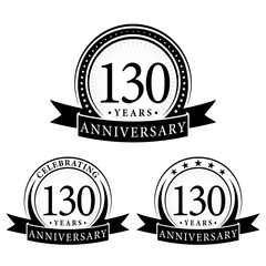130 years anniversary logo collections. Set of 130th Anniversary logotype template. Vector and illustration.