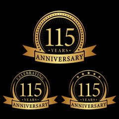 115 years anniversary logo collections. Set of 115th Anniversary logotype template. Vector and illustration.