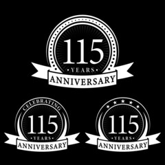 115 years anniversary logo collections. Set of 115th Anniversary logotype template. Vector and illustration.