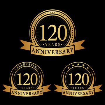 120 years anniversary logo collections. Set of 120th Anniversary logotype template. Vector and illustration.
