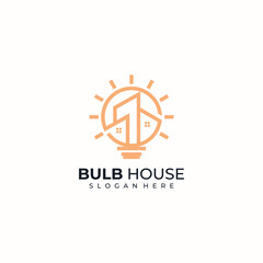 Home logo design with creative bulb concept, Logo Vector House and Bulb Symbol with business card design