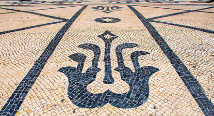 Capital of Portugal - Lisbon. The Calçada portuguesa is a characteristic Portuguese paving path in...