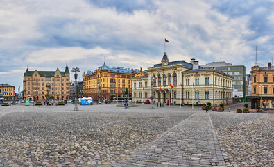 Tampere historic centre and town hall at summer - obrazy, fototapety, plakaty