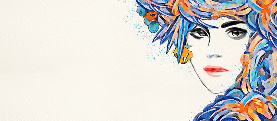 Fashion female background. Watercolor