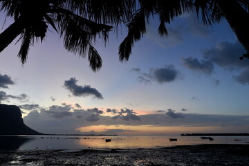 Beautiful sunset in the Mauritius island