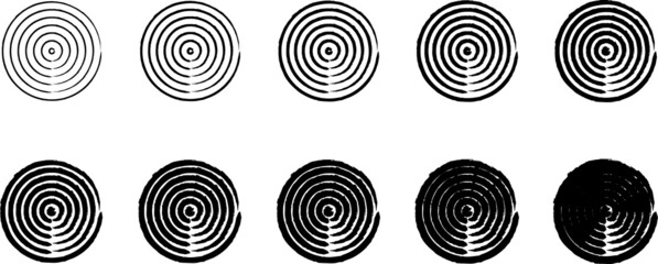 Set of black grunge circles shapes. Mega set of lines in Circle, Big collection of round Logos Design brush