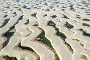 Fototapeta na wymiar Lencois Maranhenses National Park. Dunes and rainwater lakes landscape. Barreirinhas, MA, Brazil.