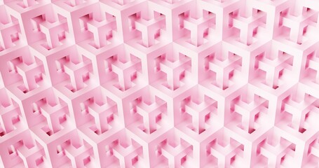 Fototapeta premium Pink cubes weave pattern background. 3d rendering. 