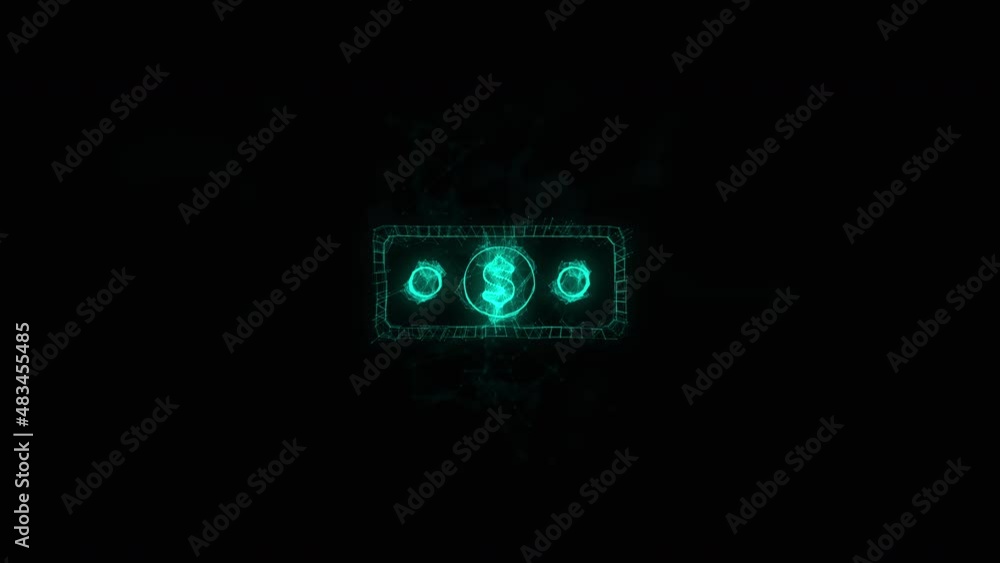 Poster Banknote dollar icon with plexus effect. Connected lines with dots. Lines plexus