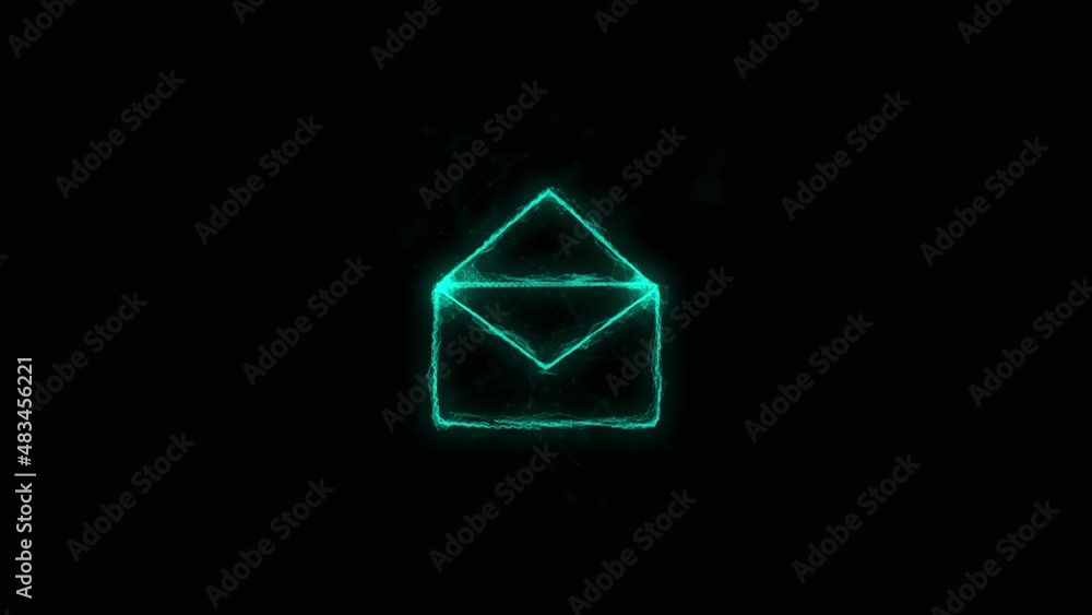 Poster Envelope icon with plexus effect. Connected lines with dots. Lines plexus