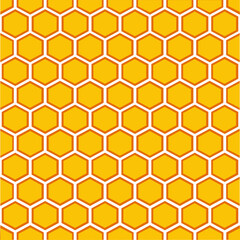 Honeycombs. Abstract geometric ornament. Yellow honeycombs on a white background. Vector illustration.