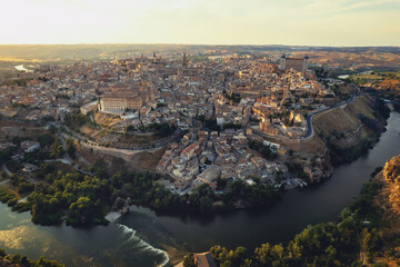 Fototapeta premium Aerial view historical city of Toledo. Spain