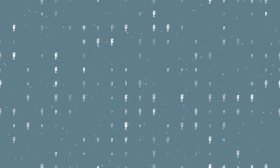 Seamless background pattern of evenly spaced white sea horse symbols of different sizes and opacity. Vector illustration on blue gray background with stars