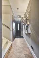 A long empty corridor designed in minimalistic style