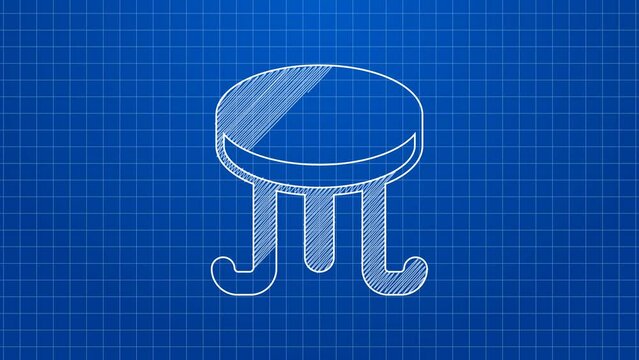 White line Coffee table icon isolated on blue background. Street cafe. 4K Video motion graphic animation