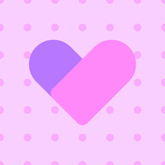 Trendy square design with heart and dotted background. Geometric, simple template for social media posts, mobile apps, card, banners design and internet ads. Vector illustration