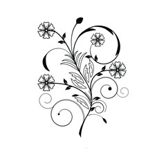 Abstract floral scrolls on white background conceptual artwork