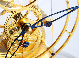 Details of the mechanism of a gold mechanical clock