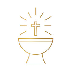 golden baptismal font icon- vector illustration - obrazy, fototapety, plakaty