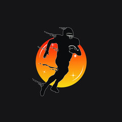 American football player silhouettes, vector design