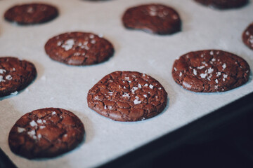 Chocolate cookies with chunks of sea salt