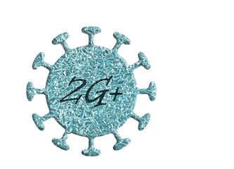 Coronavirus, 2G+, Symbol vor weißem Hintergrund