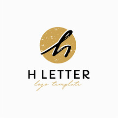 Letter H circle gold and black logo vector image