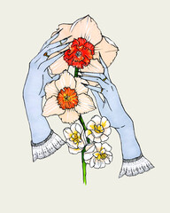 hand drawn vector flower bouquet