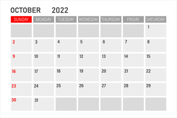 October 2022 calendar icon. October 2022. Glider for October. Time planning.