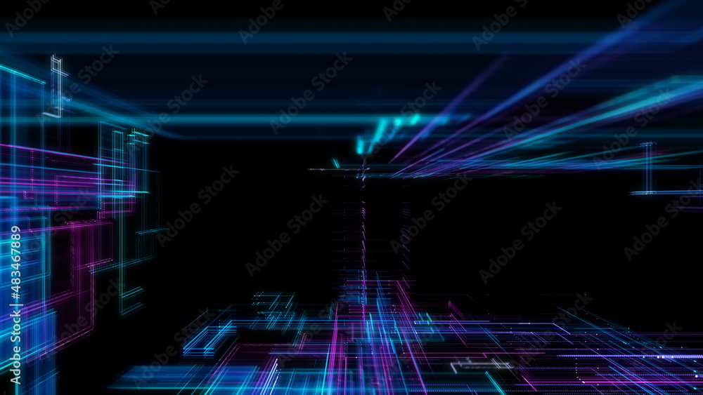Poster digital cyberspace with particles. techology background
