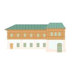 Isolate illustation of wood house in flat style. Ancient slavic architecture. Vector illustration
