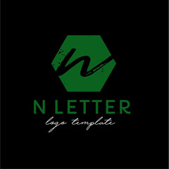 Letter N hexagon green logo vector image