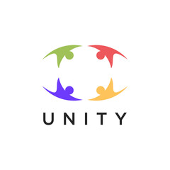 People human family unity together line art style logo icon illustration premium