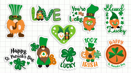 St. Patrick’s Day Stickers Pack| Decorative Patrick’s Day Stickers set |Holliday Stickers, Shamrock, Clover, Patrick’s Day Gnomes, Love and lucky stickers, Green and Irish color stickers