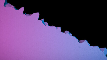 gap in the wall diagonally in neon lighting