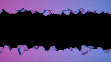 break in the wall horizontally in neon lighting