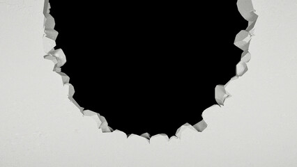 break in white wall the form of semicircle