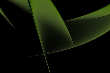 Abstract illustration of a crossover from several directions of green waves of different duration and strength in a dark background