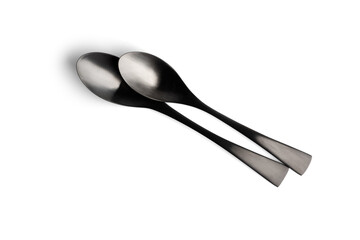 Black spoon isolated on a white background.