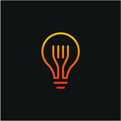 illustration logo combination from fork with light bulb logo design inspiration