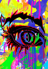colourful animal eye graffiti backdrop