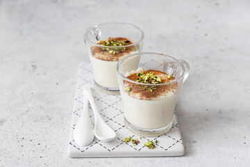 Sahlab drink is a Middle Eastern sweet milk pudding