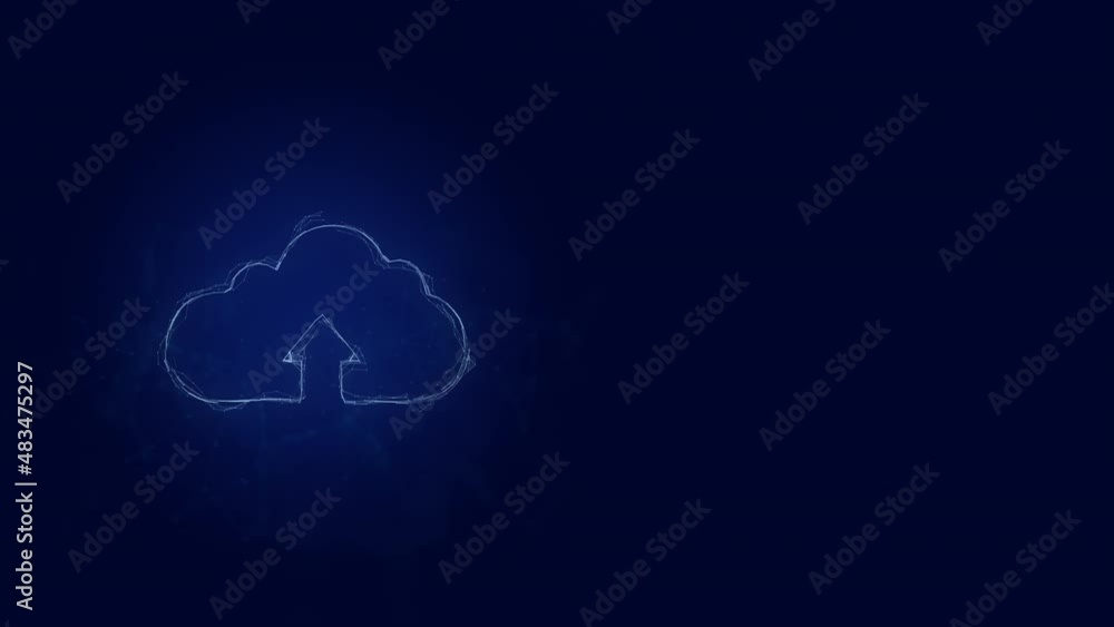 Aufkleber Cloud download icon with plexus effect. Connected lines with dots. Lines plexus